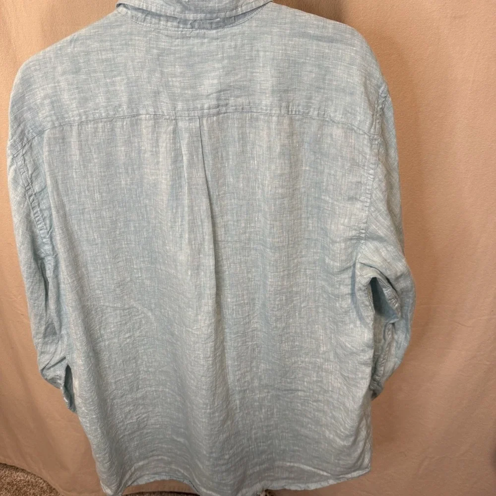 Resort Collection Light Blue Long Sleeve Shirt 100% Linen Size‎ XL